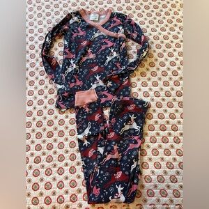 EUC Hanna Andersson Holiday Reindeer Christmas Long Sleeve Pajama Set size 10